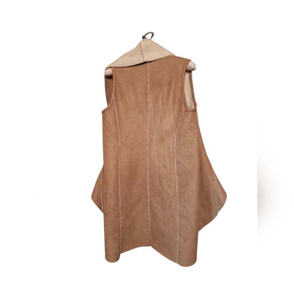 Anthropologie Dolan Carmelle Long Faux Sherpa Suede Vest Boho PXS Hippie Western - Picture 4 of 7